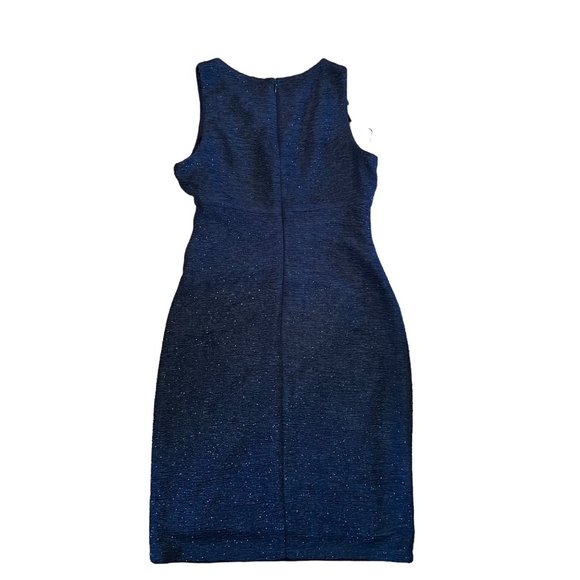 Eliza J NWT Navy Blue Sleeveless Ruched Cutout Keyhole Neck Sparkle Dress Size 4 - Picture 2 of 10